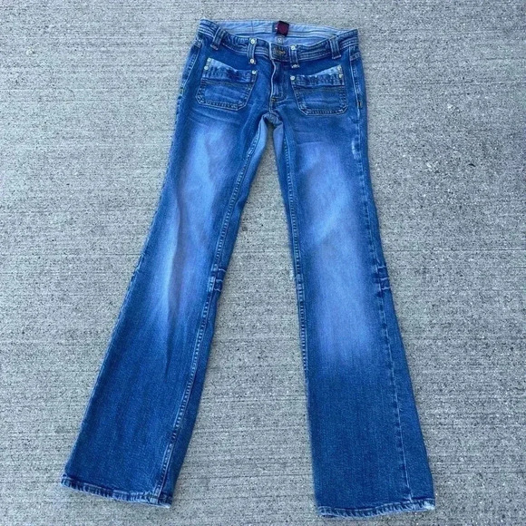 Fiorucci Denim - Fiorucci Embellished Back Pocket Bootcut Jeans Kiss My Bum Juniors Size 7